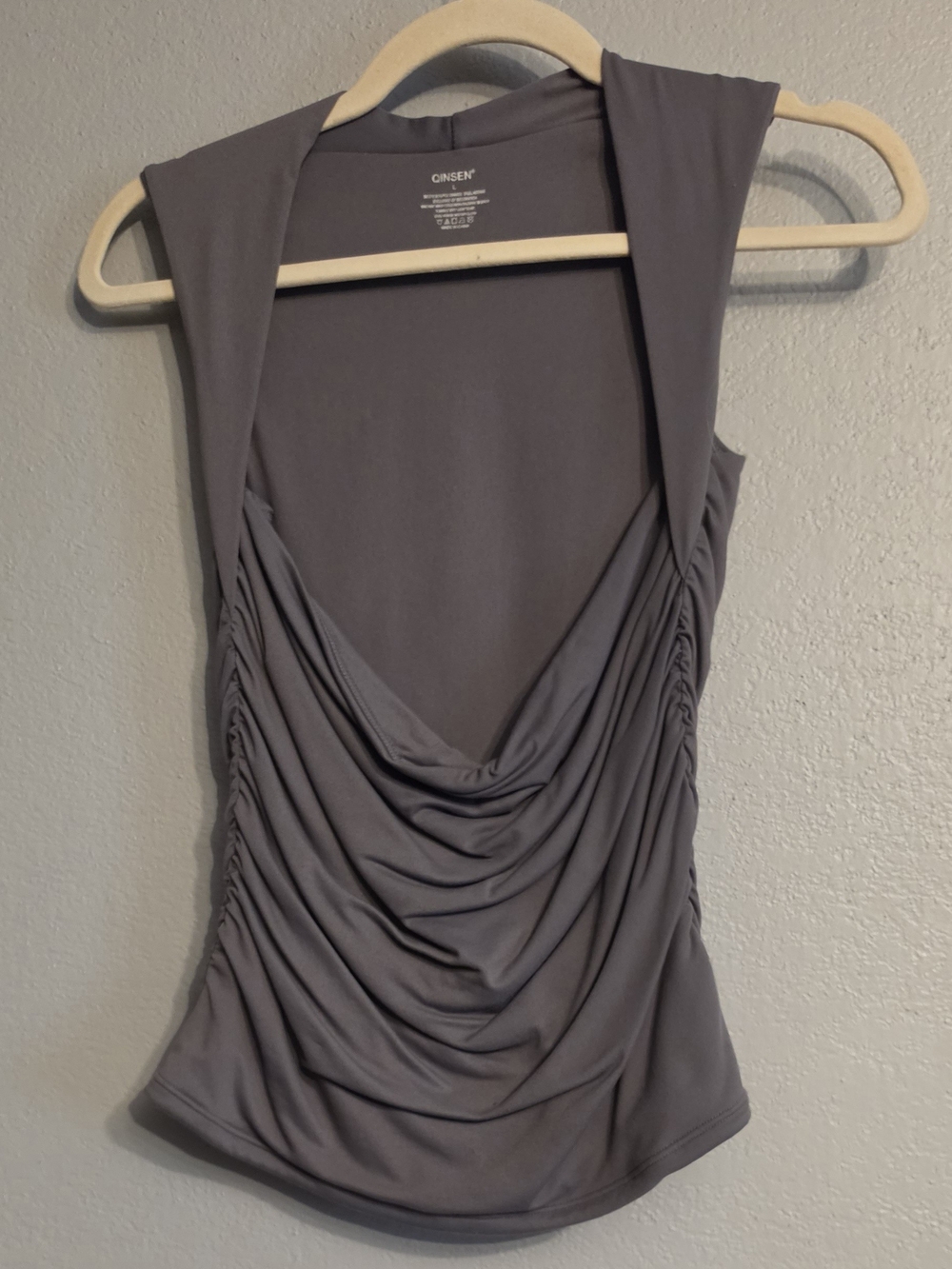 Amazon Gray Draped Cowl Neck Sleeveless Camisole